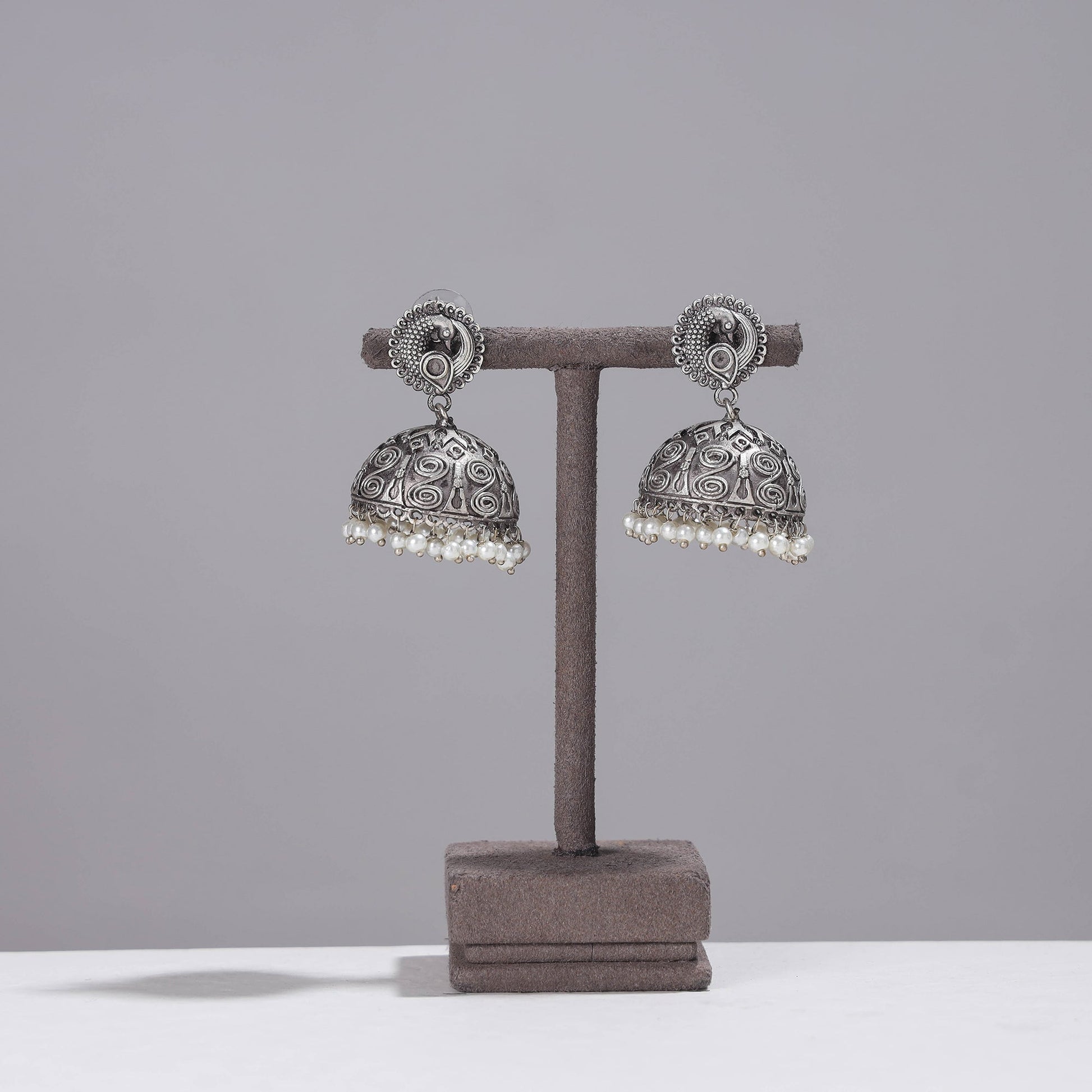 Antique Finish Oxidised German Silver Jhumki Earrings