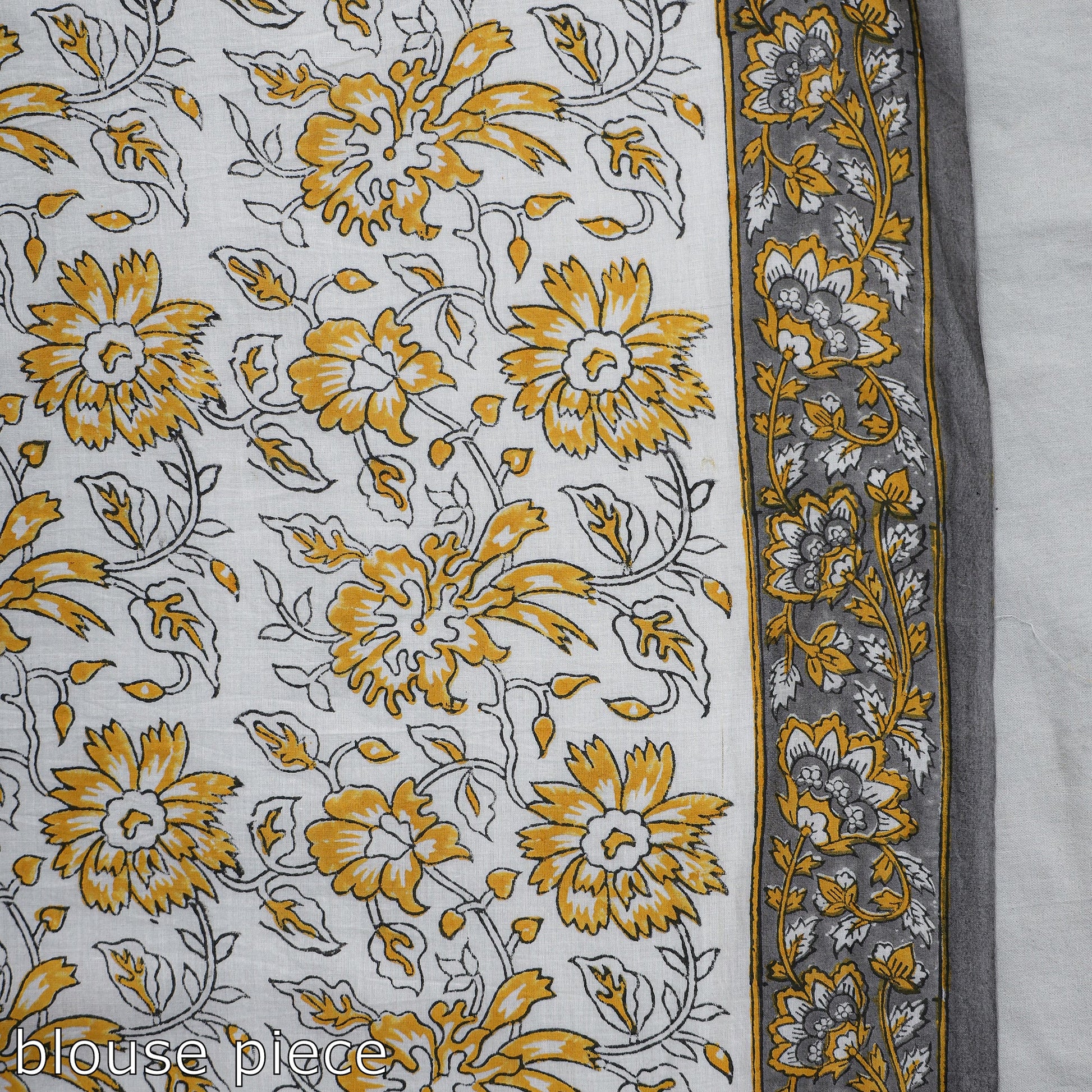 Brown - Block Printed Mul Cotton Sanganeri Saree