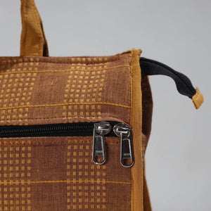 Brown - Handcrafted Jacquard Cotton Hand Bag 13