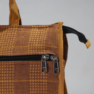 Brown - Handcrafted Jacquard Cotton Hand Bag 13