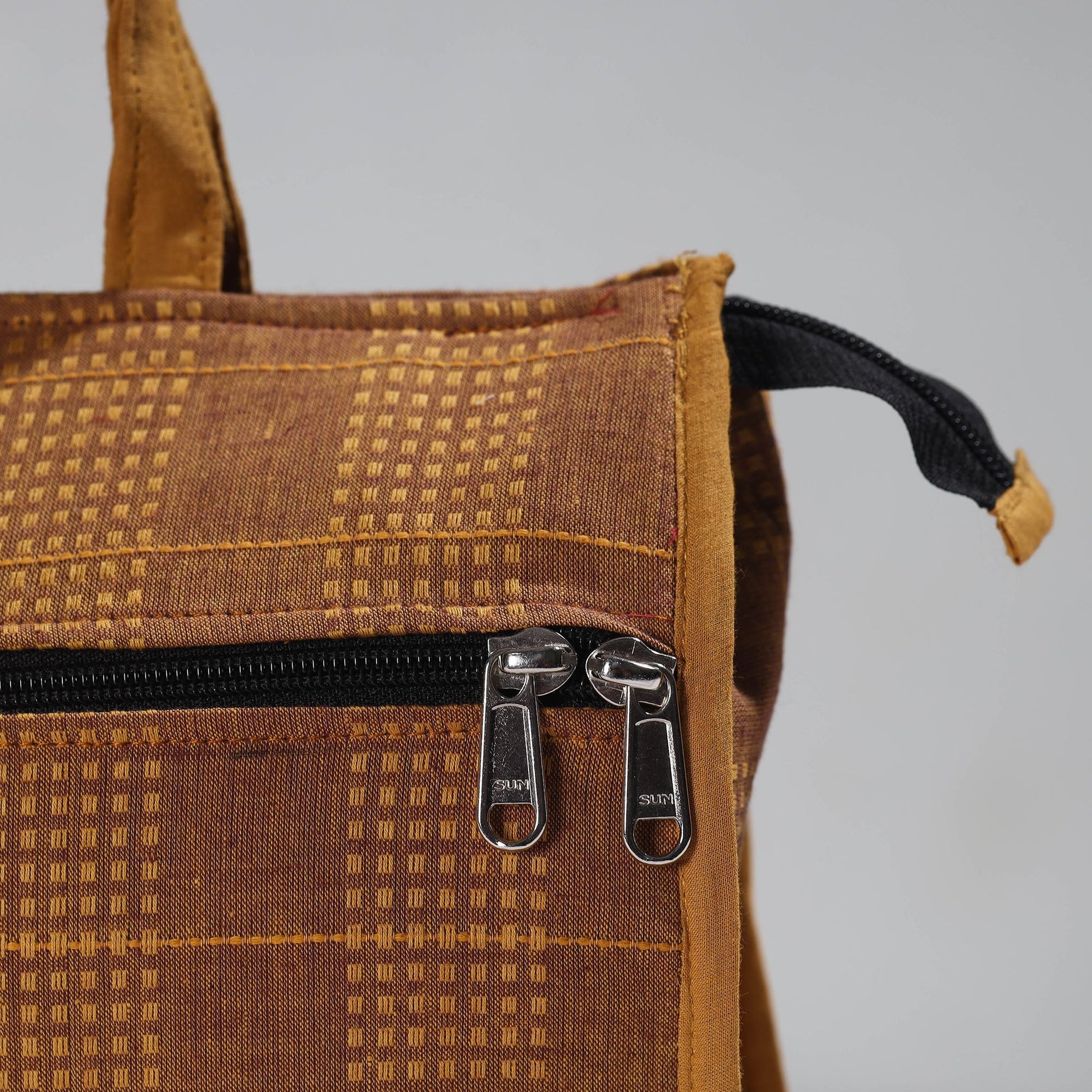 Brown - Handcrafted Jacquard Cotton Hand Bag 13