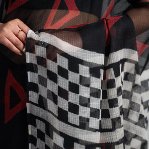 Black - Kota Doria Cotton Sanganeri Print Saree