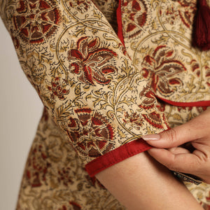 Brown - Pedana Kalamkari Block Printed Cotton Kurta with Palazzo Set