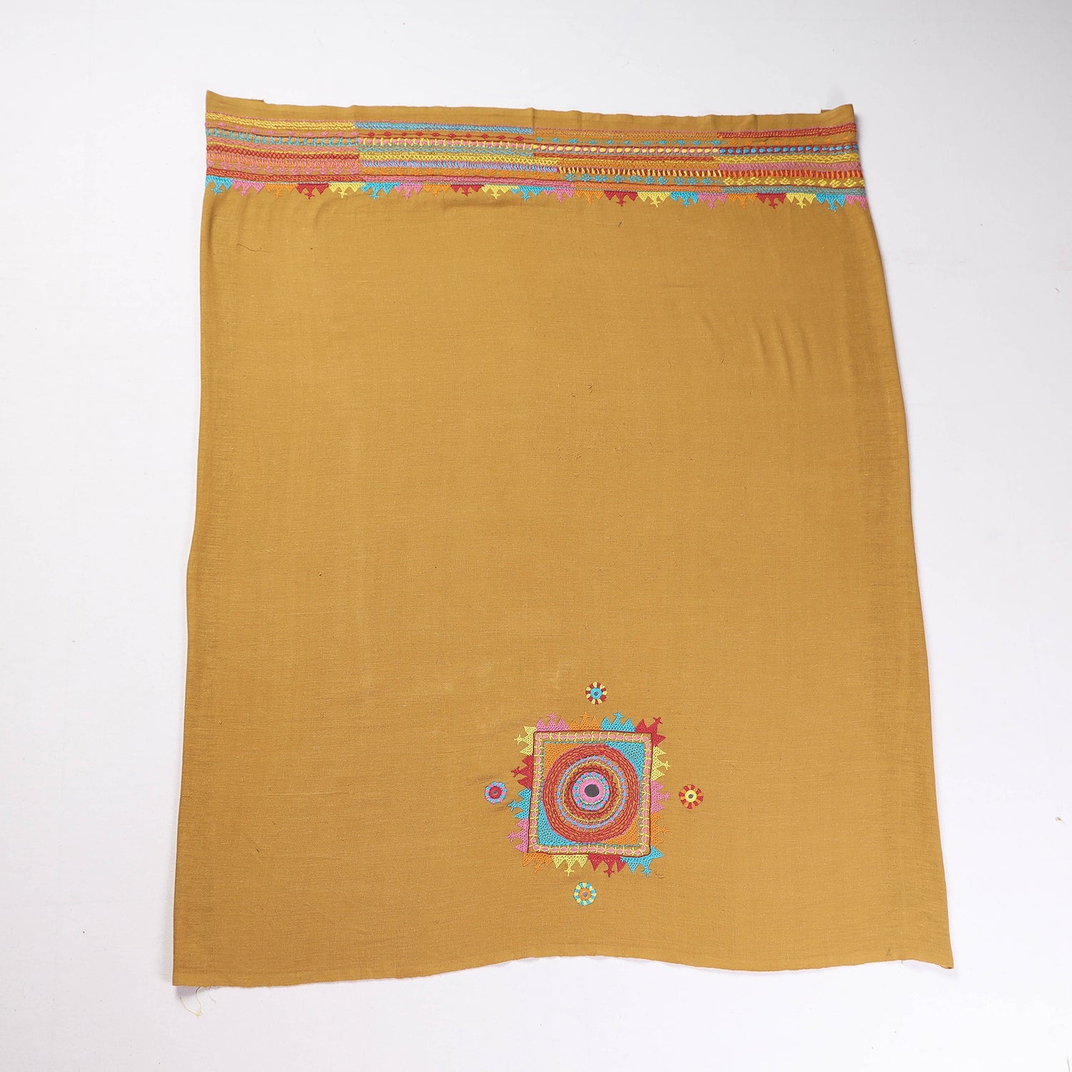Brown - Lambani Embroidery Handspun Cotton Blouse Piece