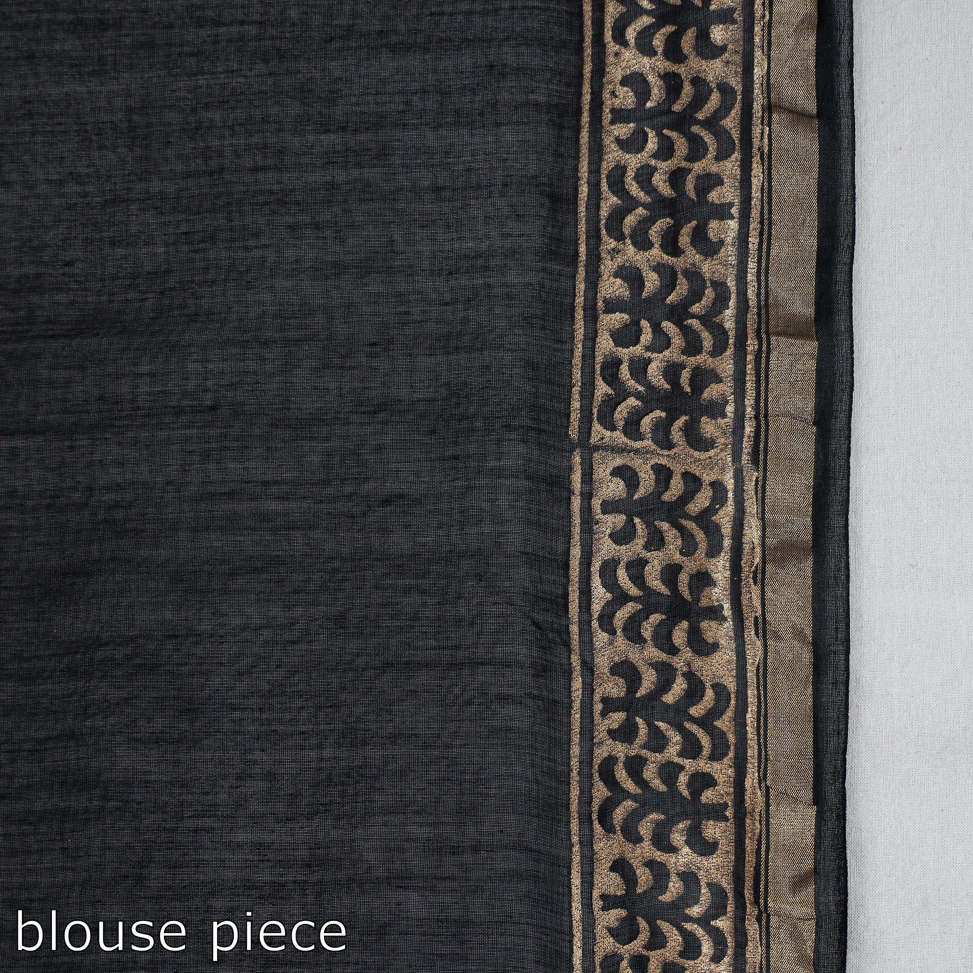 Black - Block Printed Chanderi Silk Sanganeri Saree