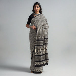 Black - Syahi Begar Bagru Buti Block Printed Mul Cotton Saree