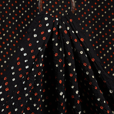 Black - Kutch Bandhani Tie-Dye Mul Cotton Fabric 05