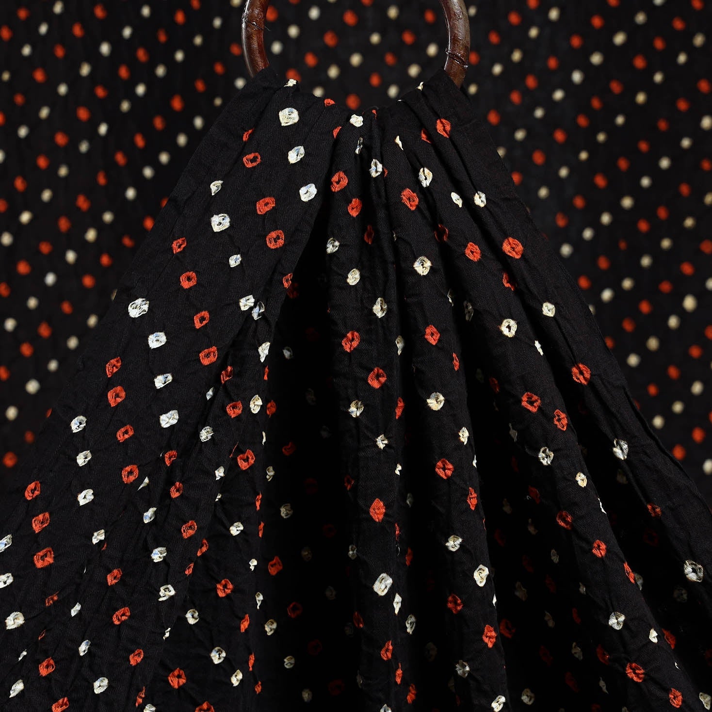 Black - Kutch Bandhani Tie-dye Soft Cotton Fabric 05