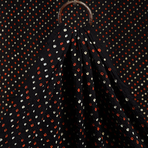 Black - Kutch Bandhani Tie-dye Soft Cotton Fabric 05