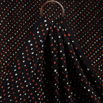 Black - Kutch Bandhani Tie-dye Soft Cotton Fabric 05