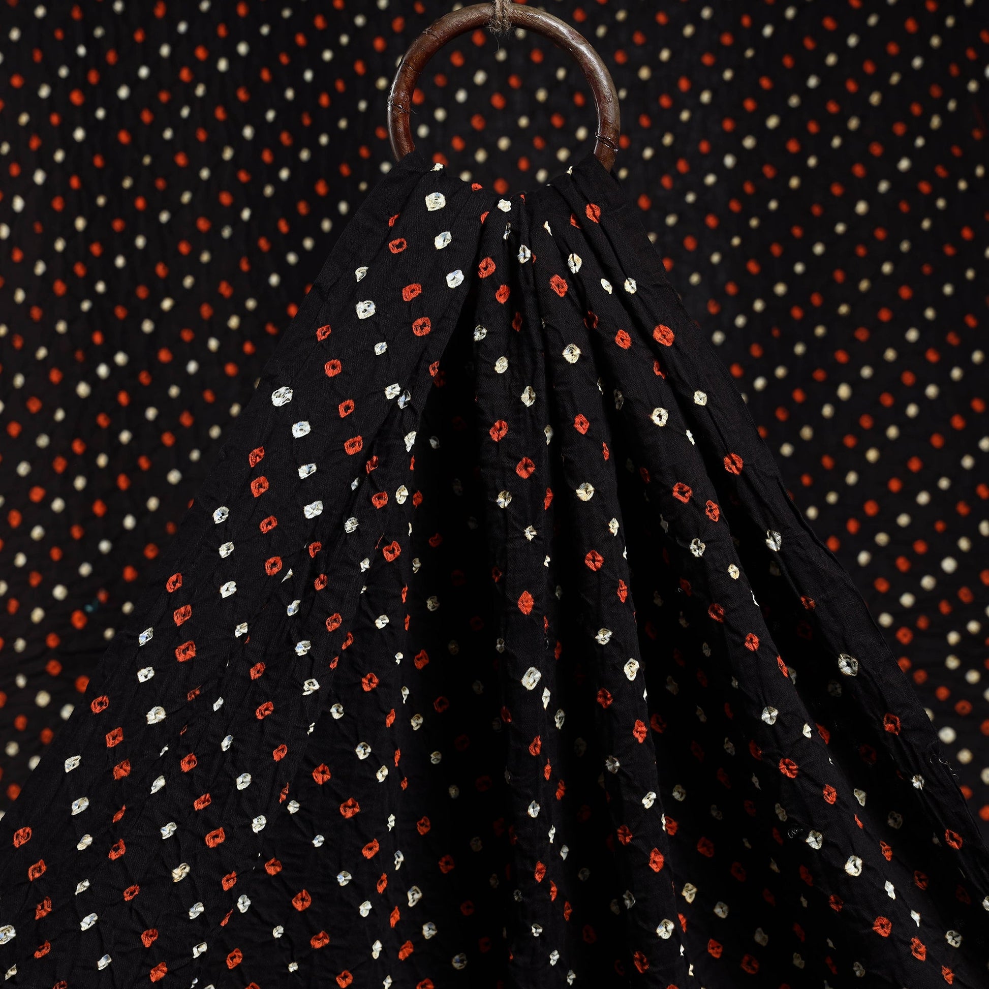 Black - Kutch Bandhani Tie-dye Soft Cotton Fabric 05