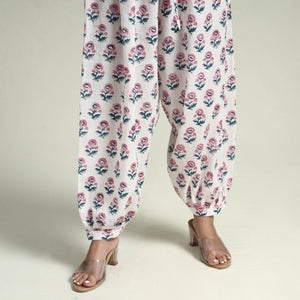 Brown - Sanganeri Block Printed Maheshwari Silk Kurta with Palazzo & Dupatta Set