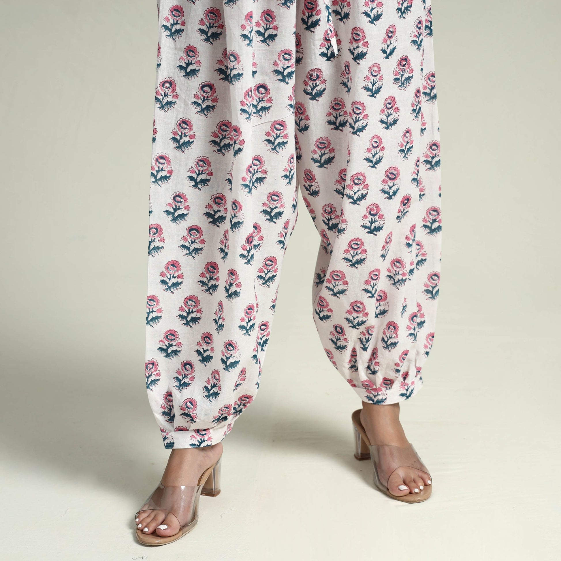 Brown - Sanganeri Block Printed Maheshwari Silk Kurta with Palazzo & Dupatta Set