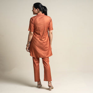 Brown - Plain Linen Cotton Co-Ord Set