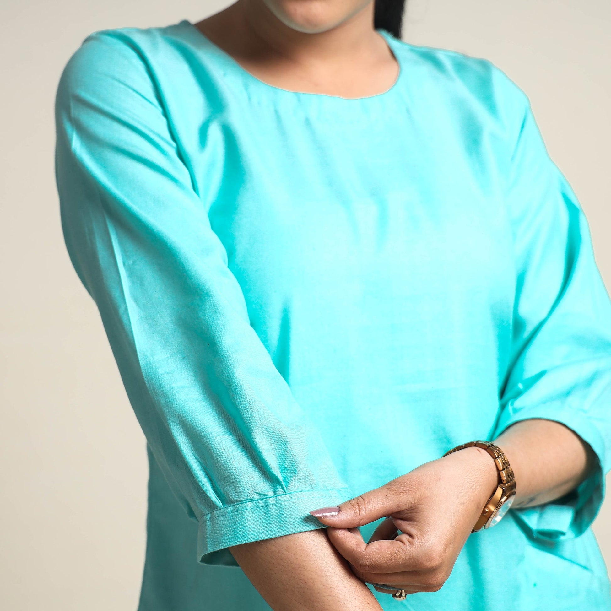 Aqua Blue - Plain Linen Cotton Co-Ord Set