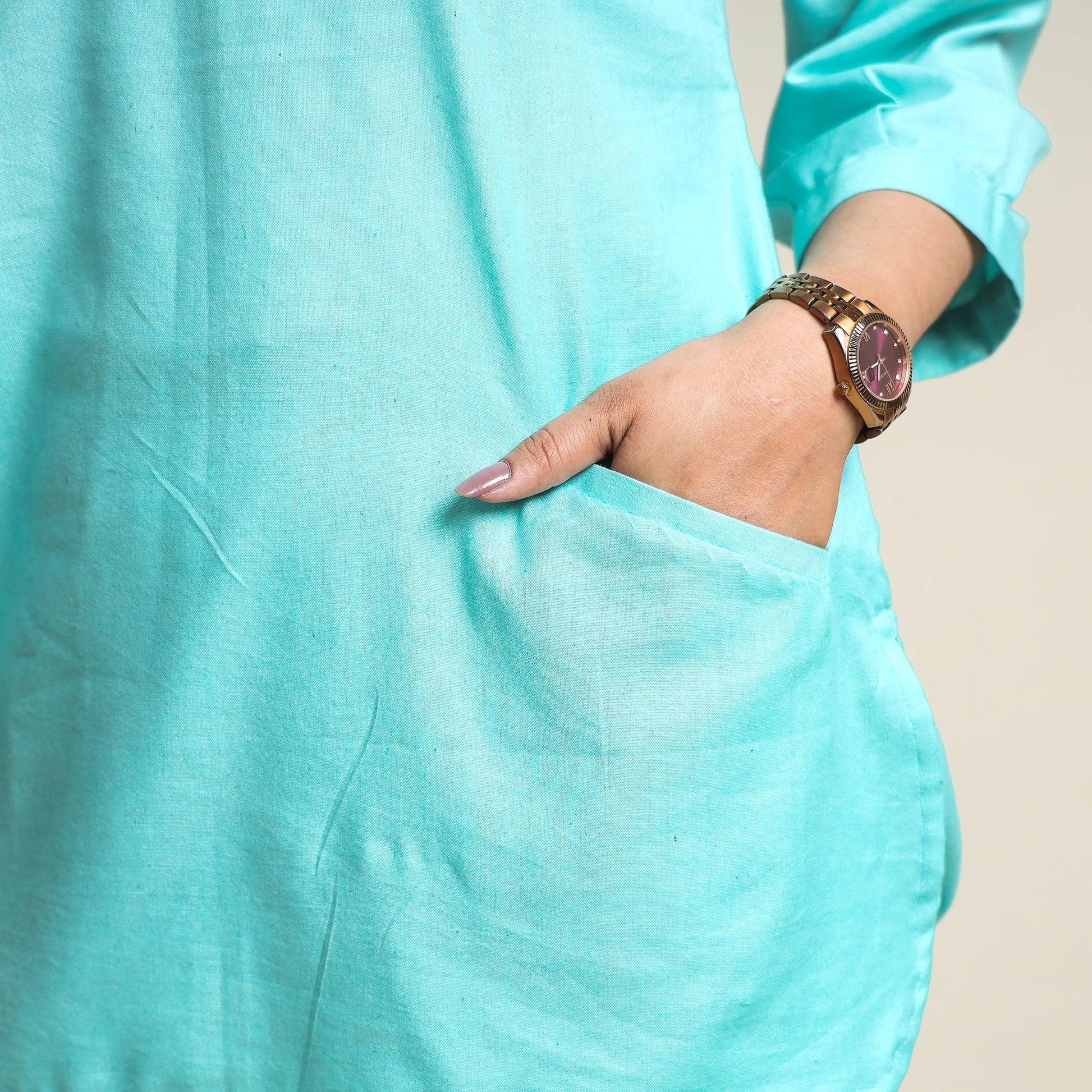Aqua Blue - Plain Linen Cotton Co-Ord Set