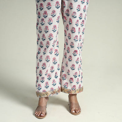 Brown - Sanganeri Block Printed Maheshwari Silk Kurta with Palazzo & Dupatta Set