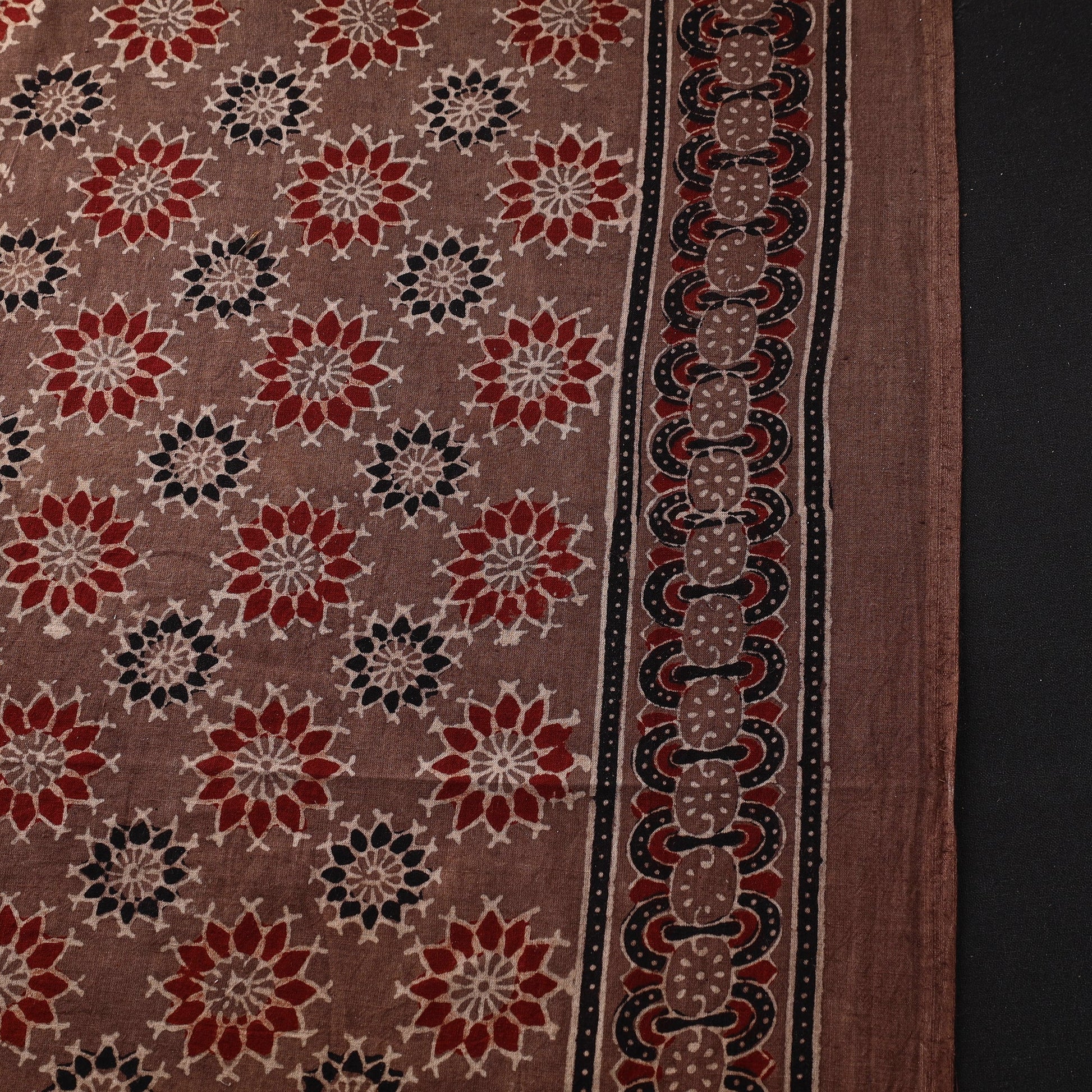 Brown - Pure Cotton Ajrakh Print Fabric 02