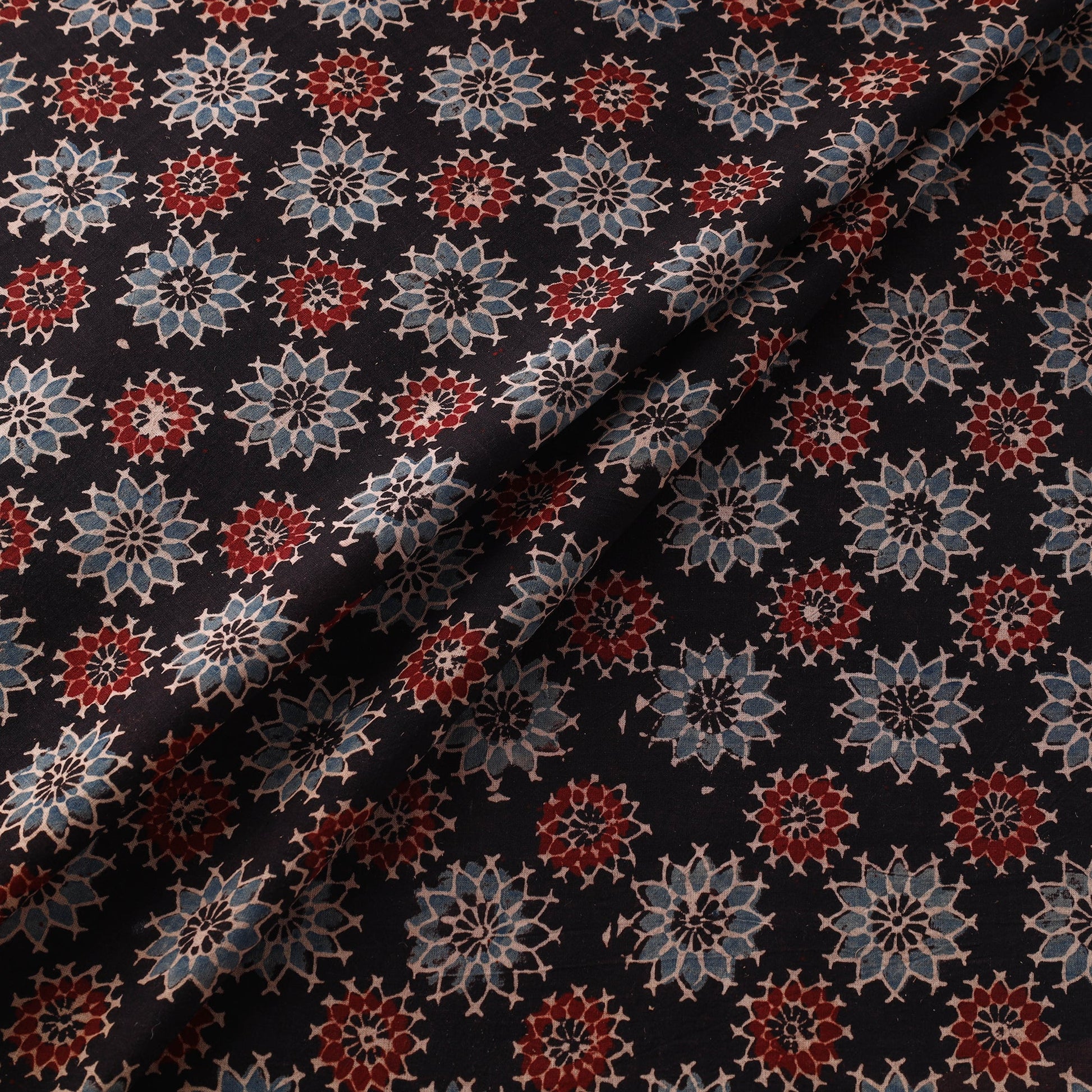 Black - Pure Cotton Ajrakh Print Fabric 03