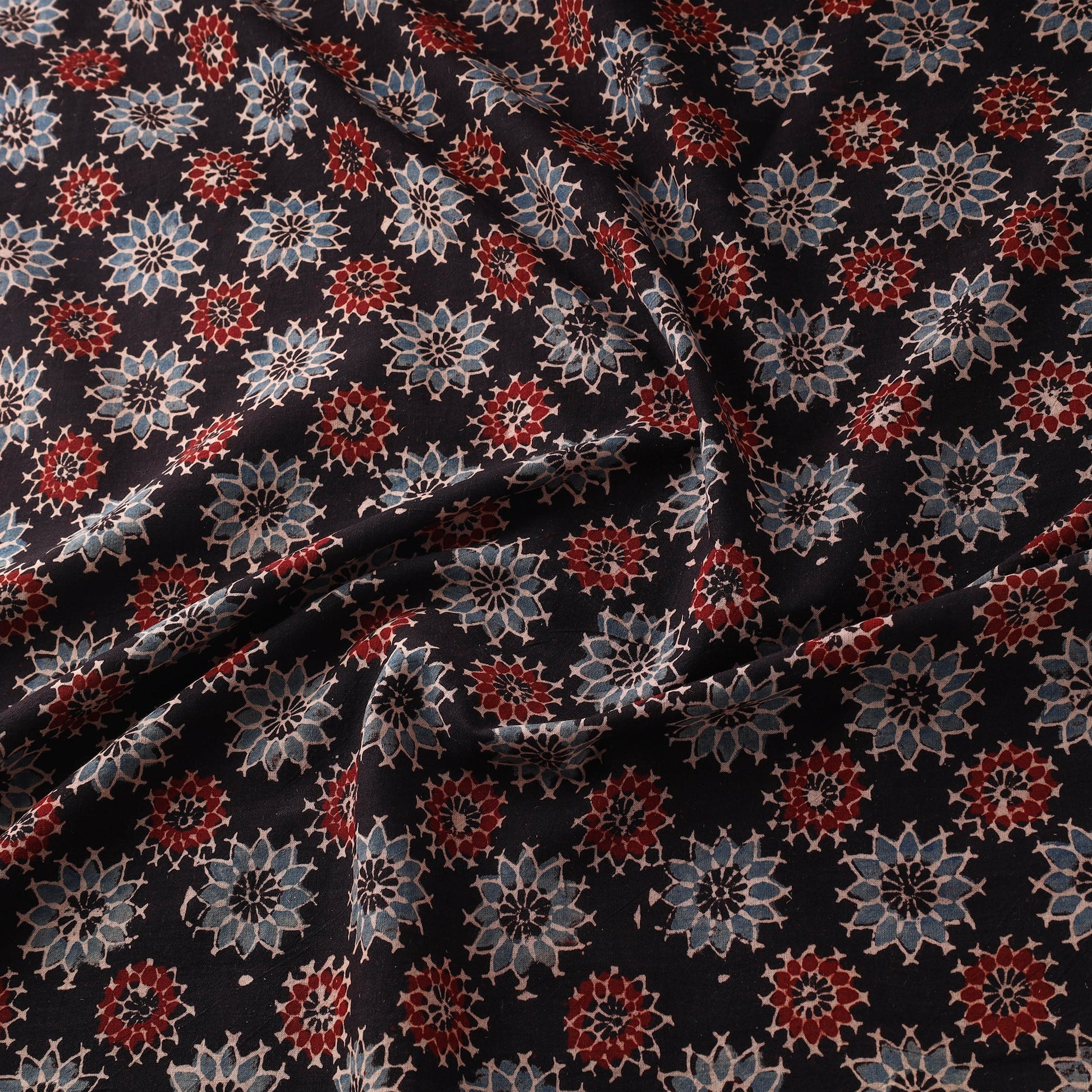 Black - Pure Cotton Ajrakh Print Fabric 03