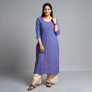 Blue - Dharwad Cotton Long Straight Kurta