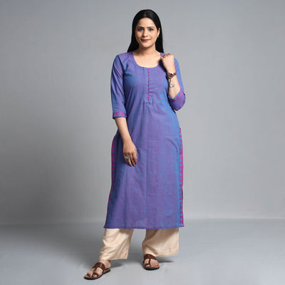 Blue - Dharwad Cotton Long Straight Kurta