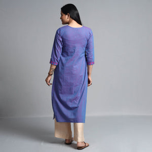 Blue - Dharwad Cotton Long Straight Kurta