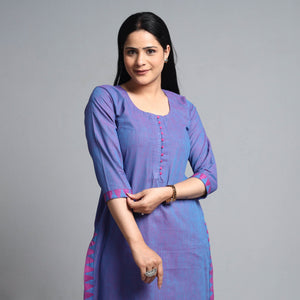 Blue - Dharwad Cotton Long Straight Kurta