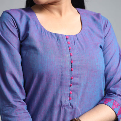 Blue - Dharwad Cotton Long Straight Kurta