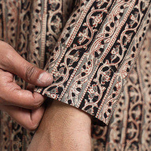 Brown - Kalamkari Block Printed Cotton Men Short Kurta