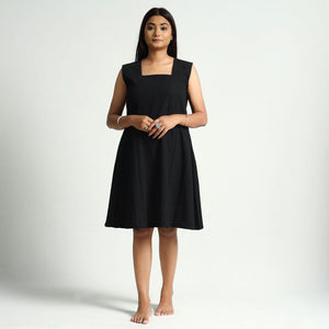 Black - Plain Handloom Cotton Dress