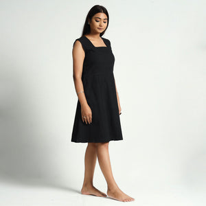 Black - Plain Handloom Cotton Dress