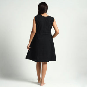 Black - Plain Handloom Cotton Dress