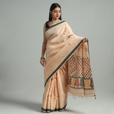 Brown - Assamese Nuni Silk Mising Handloom Saree 02