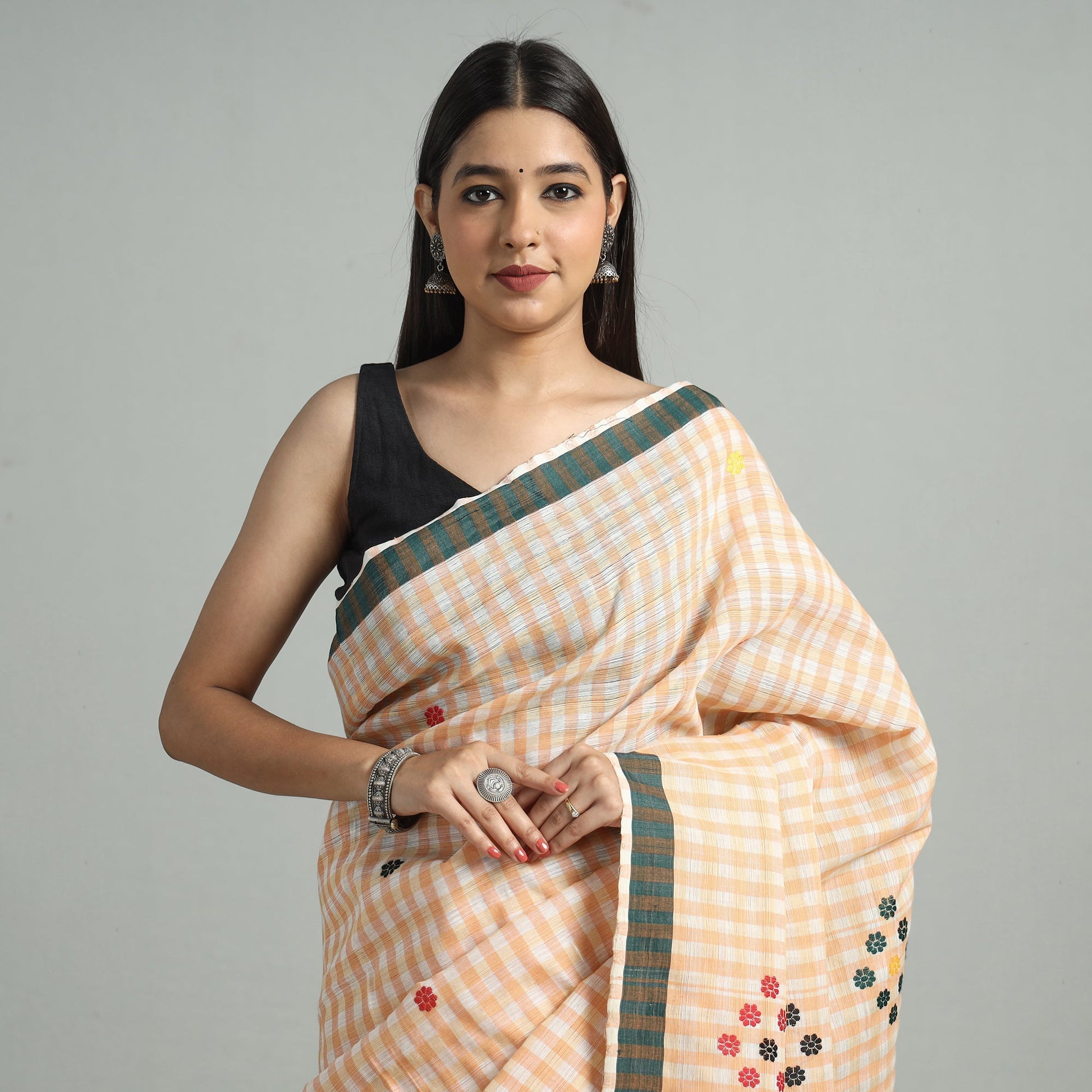 Brown - Assamese Nuni Silk Mising Handloom Saree 02