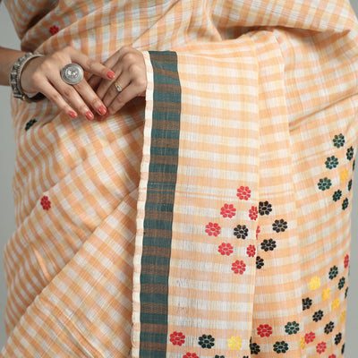 Brown - Assamese Nuni Silk Mising Handloom Saree 02