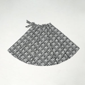 Black - Sanganeri Block Printed Cotton Wrap Around Skirt