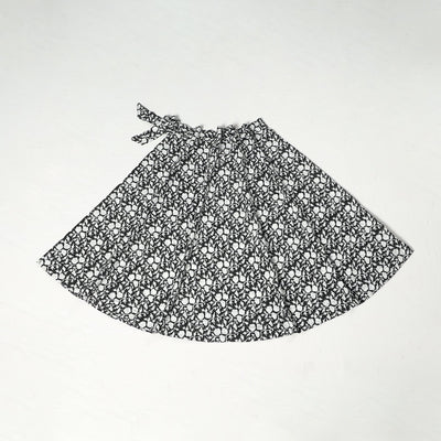 Black - Sanganeri Block Printed Cotton Wrap Around Skirt