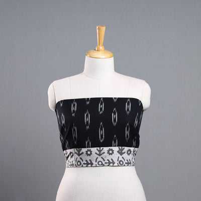 Black - Cotton Pochampally Ikat Blouse Piece 12