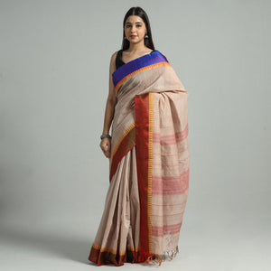Beige - Handloom Mercerised Cotton Kanchipuram Saree 13