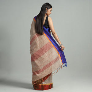Beige - Handloom Mercerised Cotton Kanchipuram Saree 13
