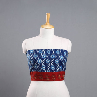 Blue - Block Print Cotton Pipad Blouse Piece 48
