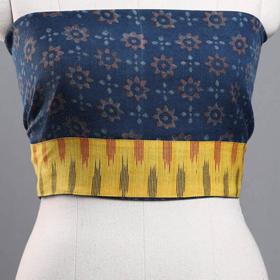 Blue - Block Print Woollen Akola Blouse Piece 54