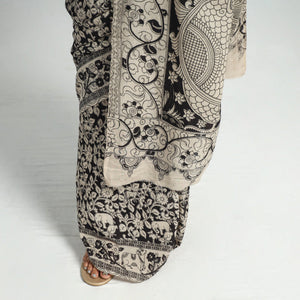 Black - Printed Cotton Kalamkari Saree with Blouse Piece 02