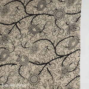 Black - Printed Cotton Kalamkari Saree with Blouse Piece 02