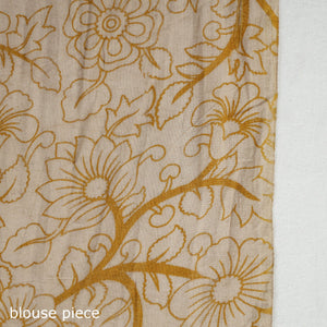 Beige - Printed Cotton Kalamkari Saree with Blouse Piece 07