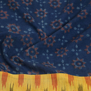 Blue - Block Print Woollen Akola Blouse Piece 54