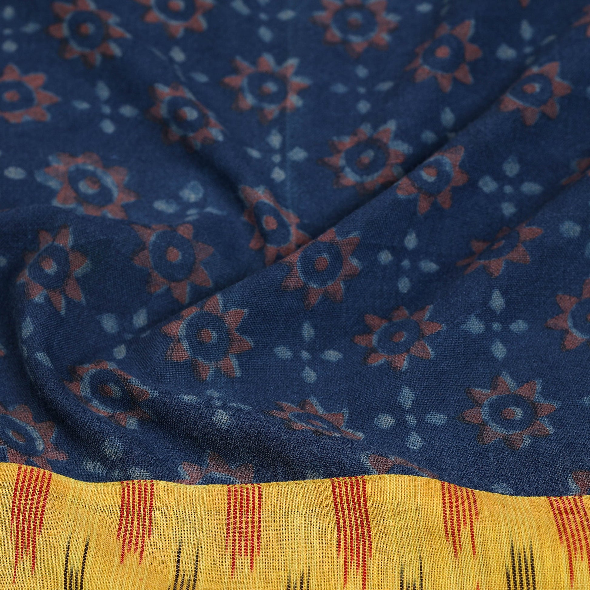 Blue - Block Print Woollen Akola Blouse Piece 54