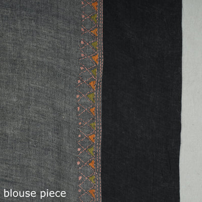 Beige - Bengal Kantha Hand Embroidery Pure Handloom Tussar Silk Saree 30