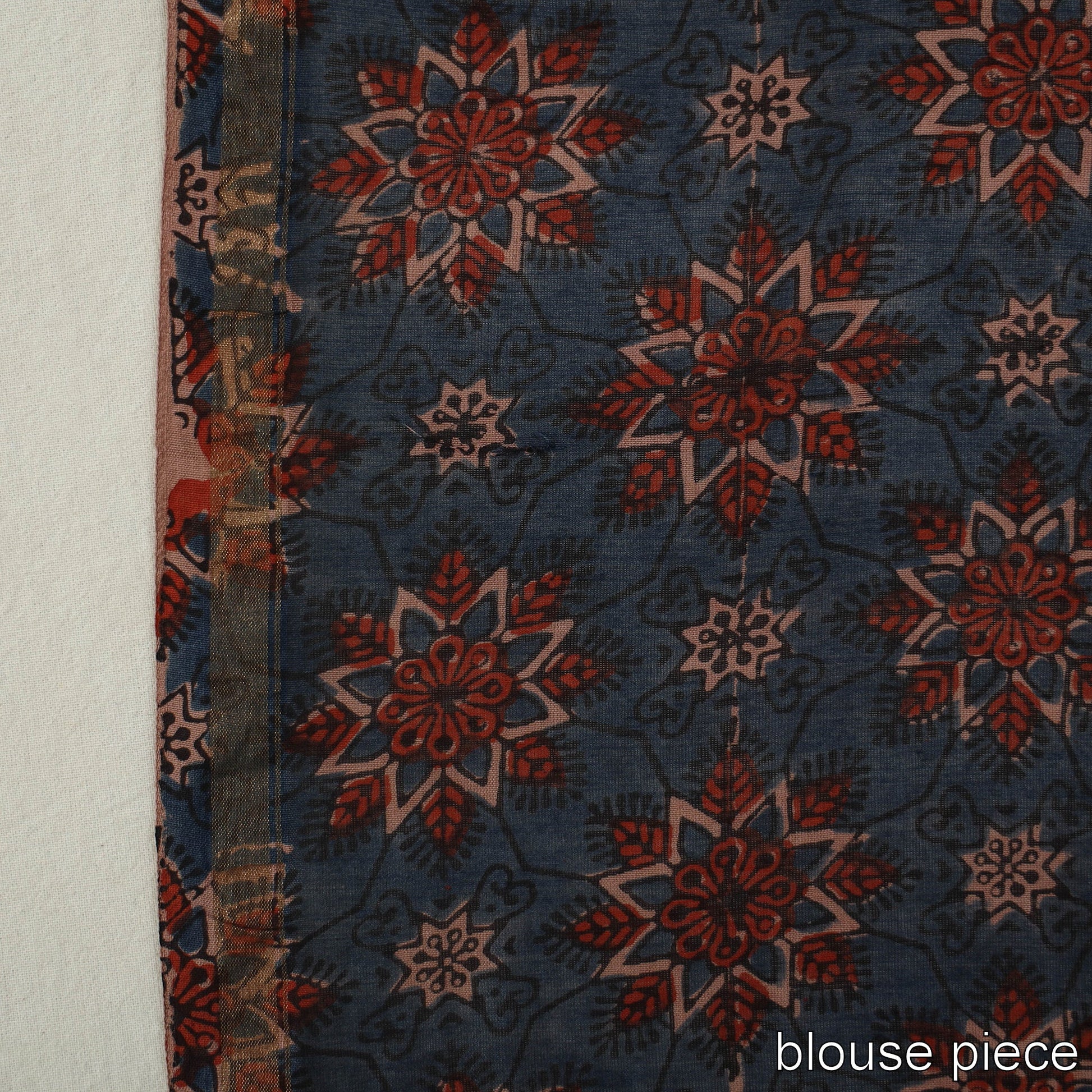 Brown - Chanderi Silk Block Printed Ajrakh Saree 01